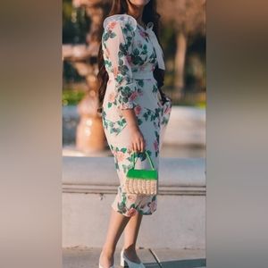 Faux button floral dress